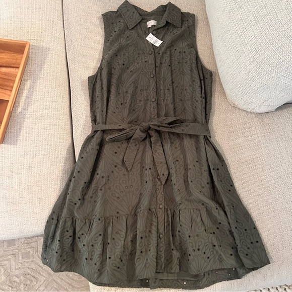 NWT | LOFT Olive Green Dress - Picture 3 of 5